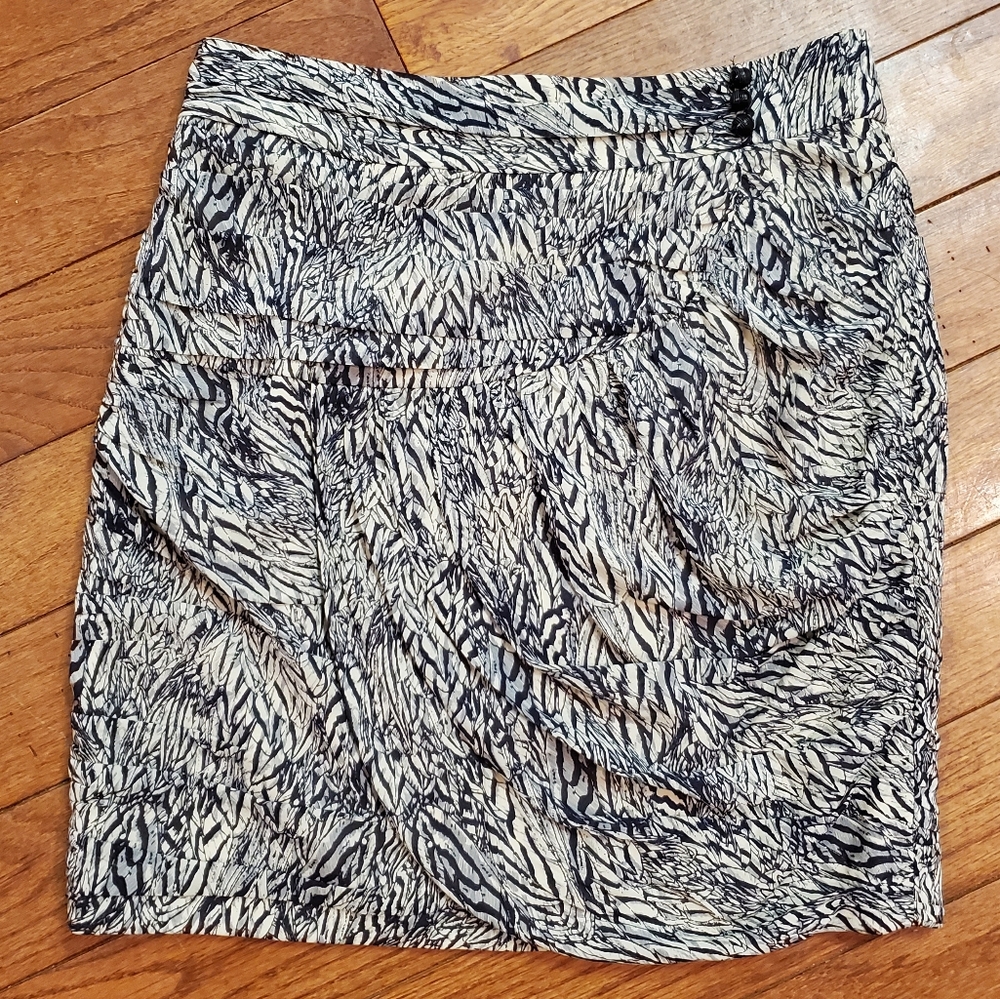 Leifsdottir Womens Silk Pencil Straight Skirt Tiered Drape Rufffle 4